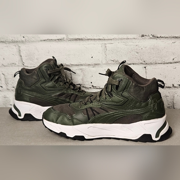 PUMA Mens Trinity Mid Hybrid Lace Up Sneakers Casual - Green - Picture 6 of 12